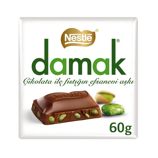Nestle-Damak-milk-Chocolate شکلات شیری با مغز پسته داماک نستله