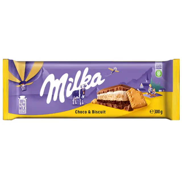choco & Biscuit-min شکلات میلکا بیسکوییت شکلاتی 300گرم - Image 1