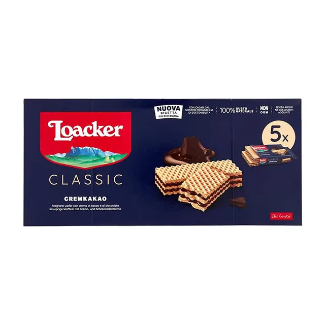 loacker classic cremkako-min ویفر کلاسیک با کرم شکلات لواکر - Image 1