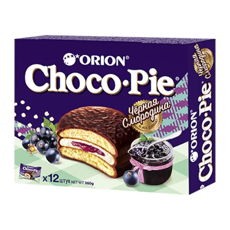 choco-pie-with-black-currant-flavour-360g والس شکلاتی شوکو پای انگور سیاه Orion - Image 1